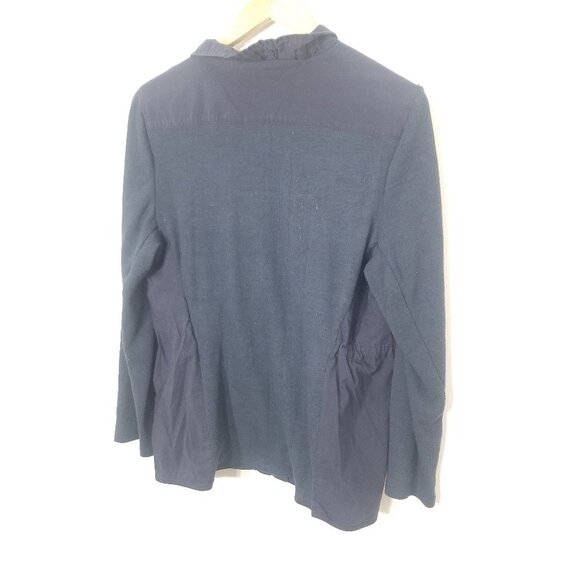 Orly Navy Blue Cotton Blend Knit Sleeve Zip Front Pockets Drawstring Jacket 12 - Picture 9 of 12